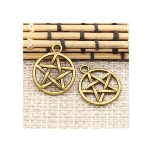 Acxico 20 colgantes de pentagrama tono plateado 2 caras_5