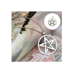 Acxico 20 colgantes de pentagrama tono plateado 2 caras_6