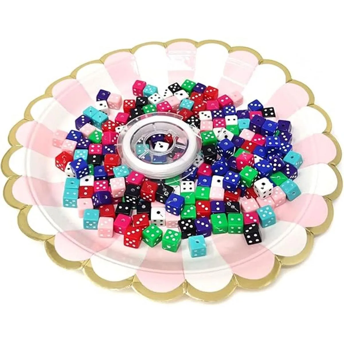 Honbay 200 cuentas acrílicas de dados multicolores_4