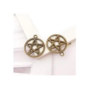 Acxico 20 colgantes de pentagrama tono plateado 2 caras_4