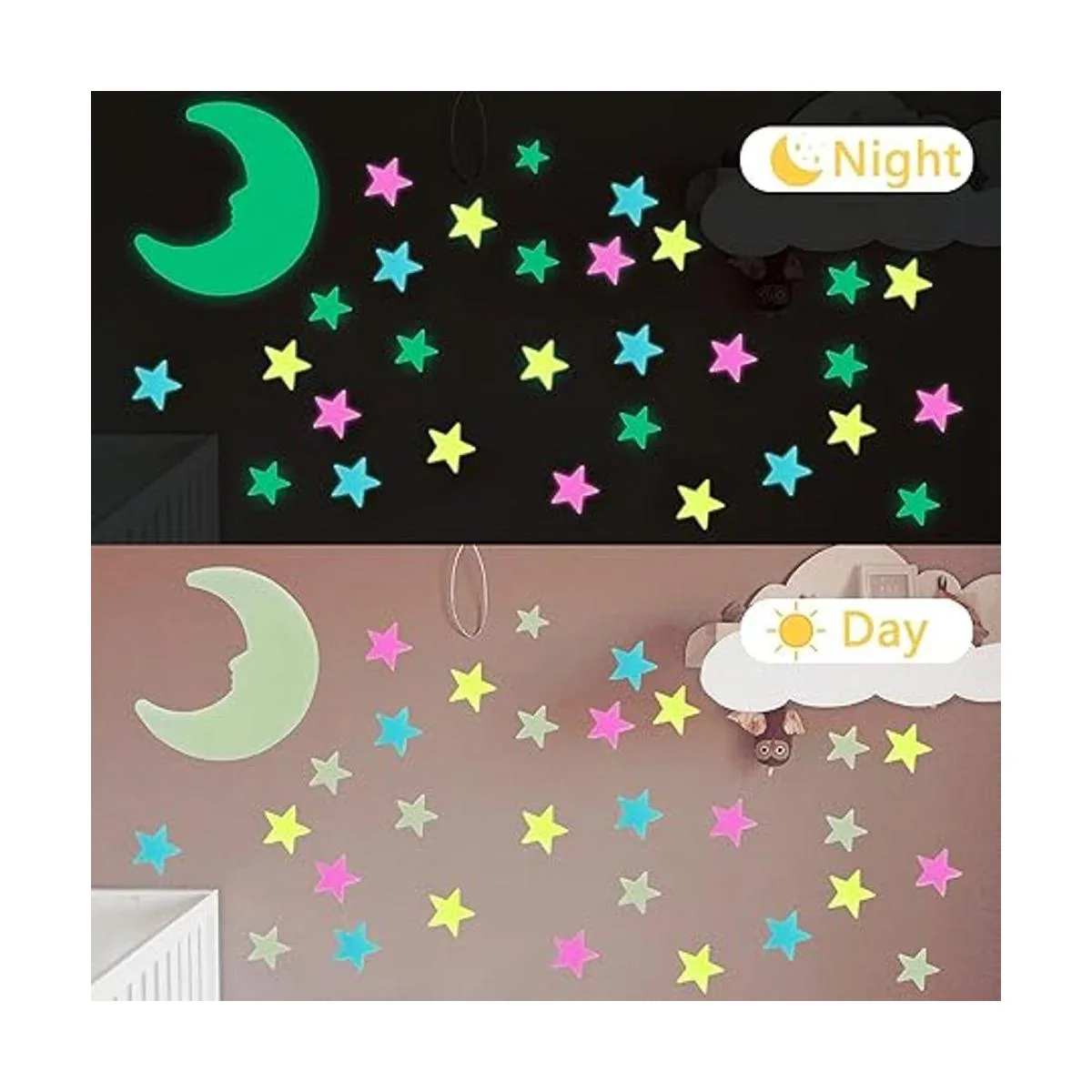 CAYUDEN Calcomanías de estrellas que brillan en la_4