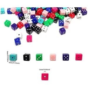 Honbay 200 cuentas acrílicas de dados multicolores_2