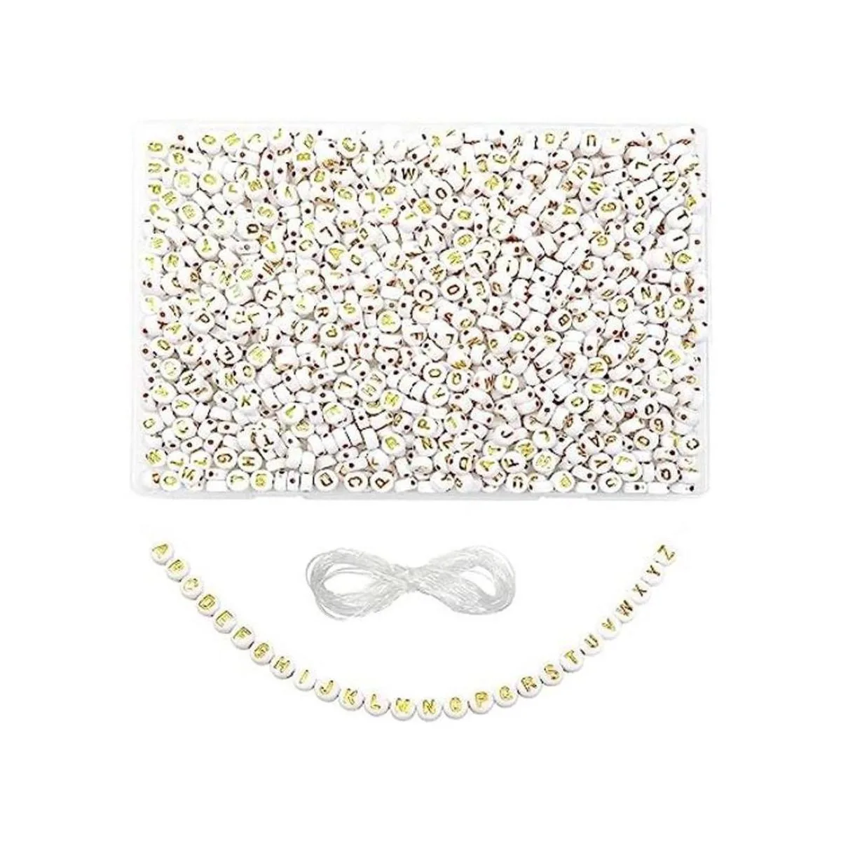 TOAOB 1000 cuentas redondas blancas de letras redondas de_1