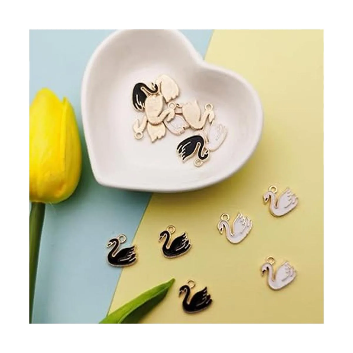 36 dijes de cisne rosa al por mayor para pulseras dijes_4