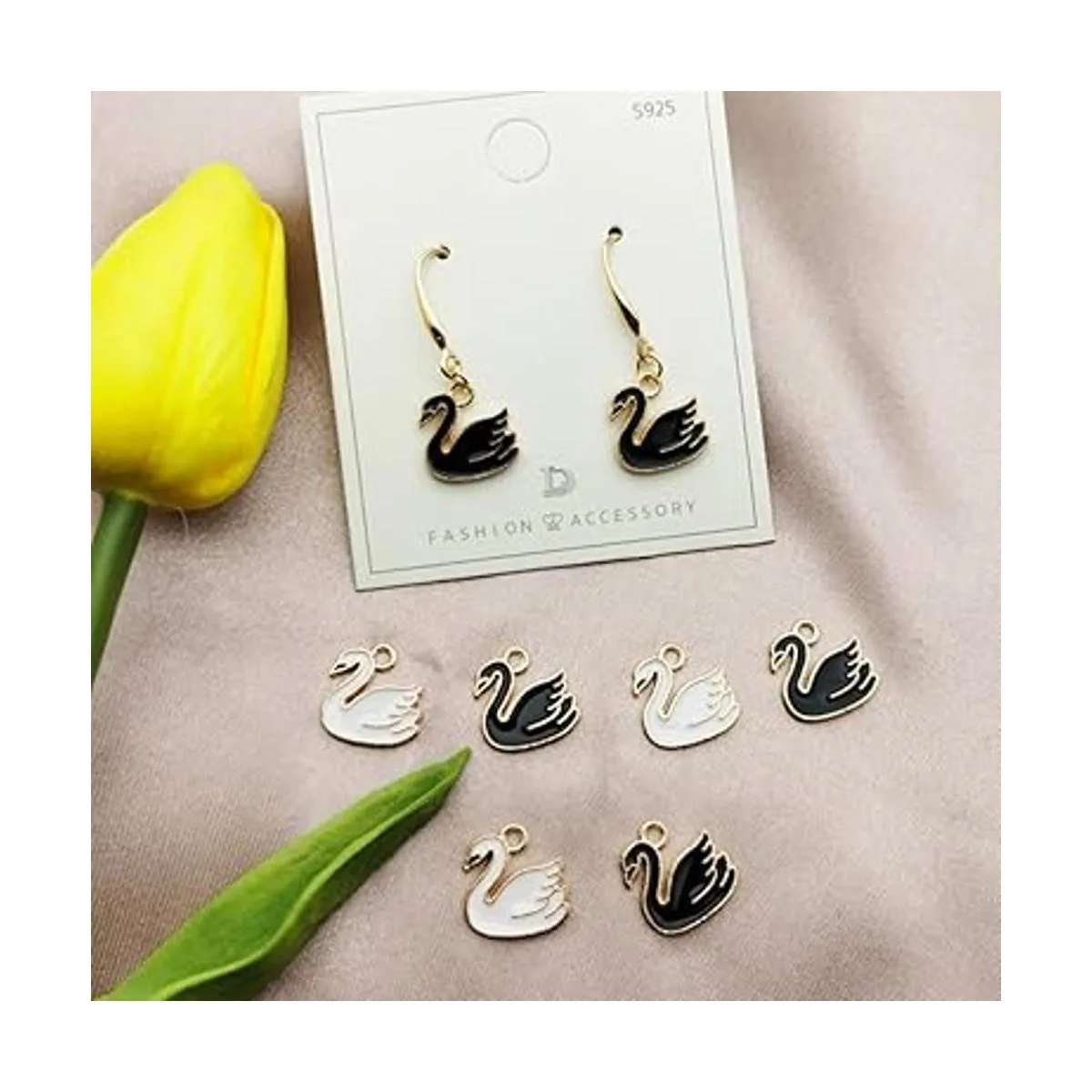 36 dijes de cisne rosa al por mayor para pulseras dijes_5