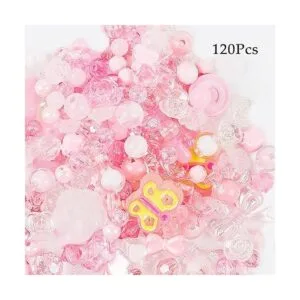 120 cuentas de acrílico rosa surtidas con forma de_2