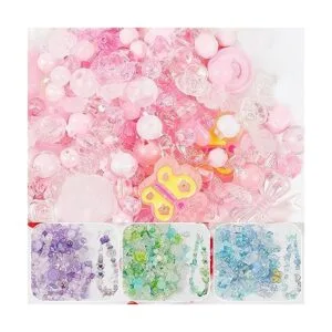 120 cuentas de acrílico rosa surtidas con forma de_4