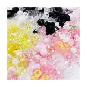 120 cuentas de acrílico rosa surtidas con forma de_3