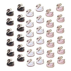 36 dijes de cisne rosa al por mayor para pulseras dijes_1