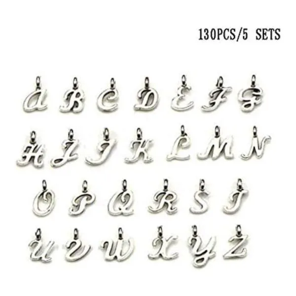 130pcs letra alfabeto encanto A Z letras perlas colgantes_2