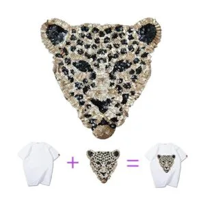 Huluth Parche de leopardo con lentejuelas parche bordado_2