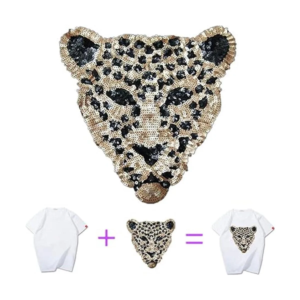 Huluth Parche de leopardo con lentejuelas parche bordado_2