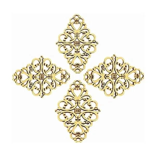 AKOAK 40 piezas Pack antiguo oro hueco filigrana flor_3