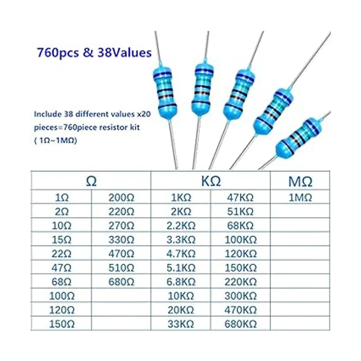 Kootage Kit surtido de resistencias de 760 piezas de 38_2