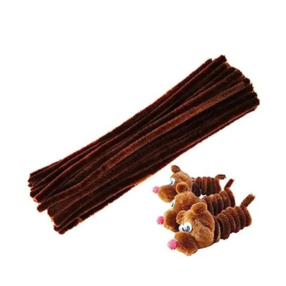 100 unidades de limpiadores de tuberías marrón con tallo_1