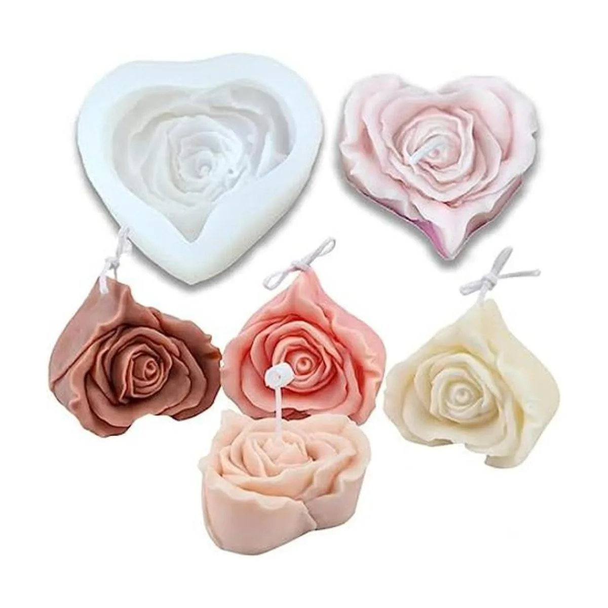 Cestony Moldes de silicona para velas de rosas en forma de_1