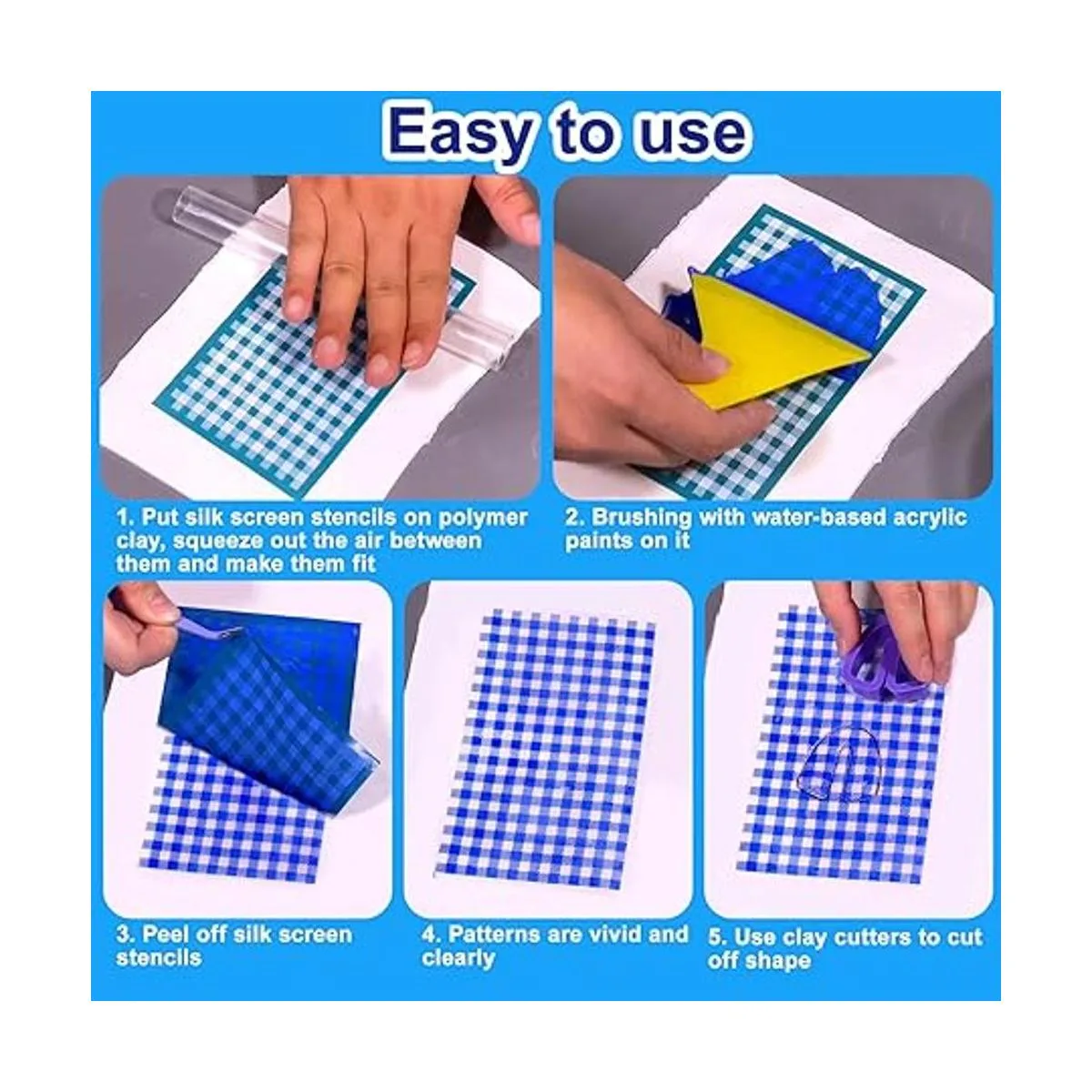 Juome Plantillas de serigrafía de seda para arcilla_4