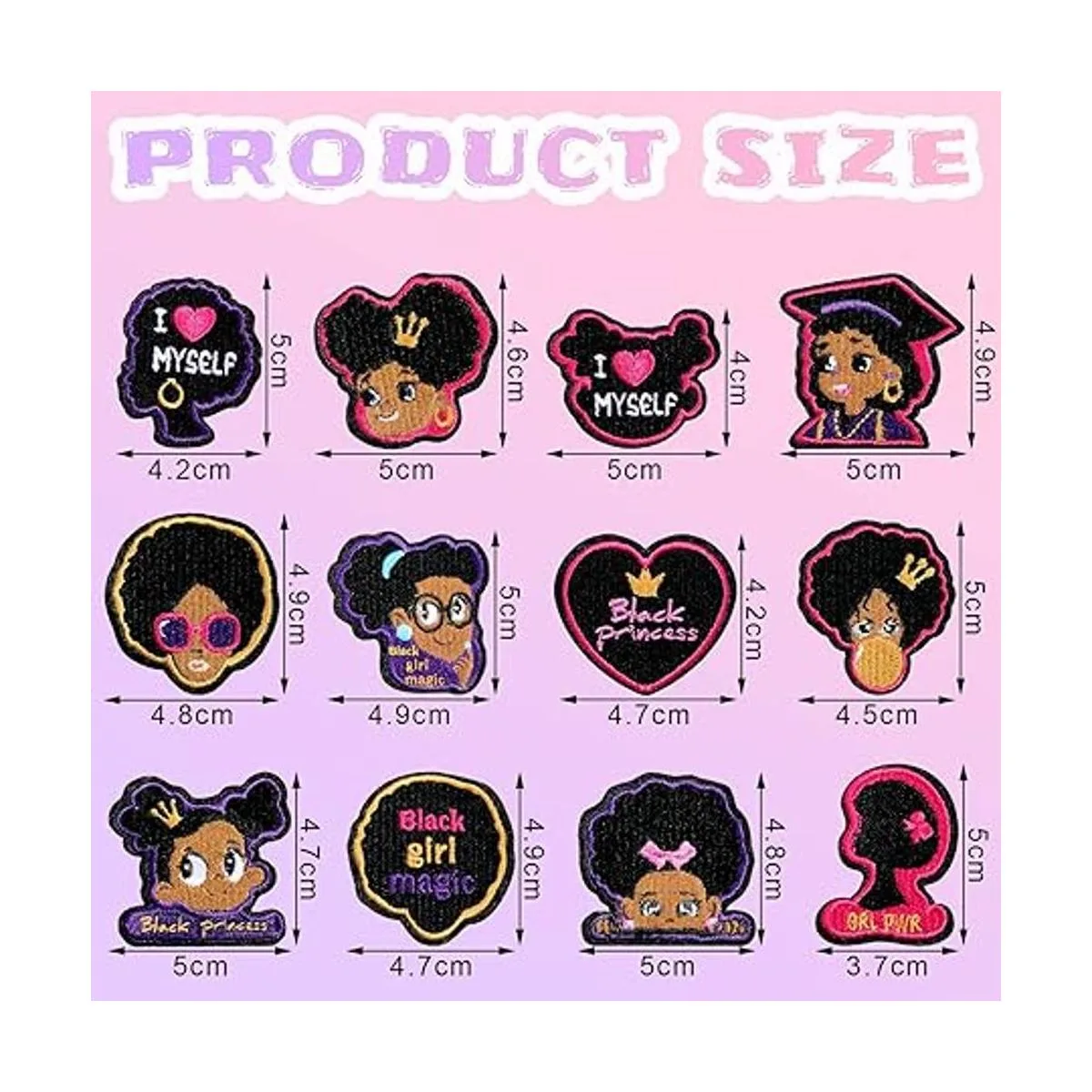 12 parches bordados para niña negra parches para coser_2