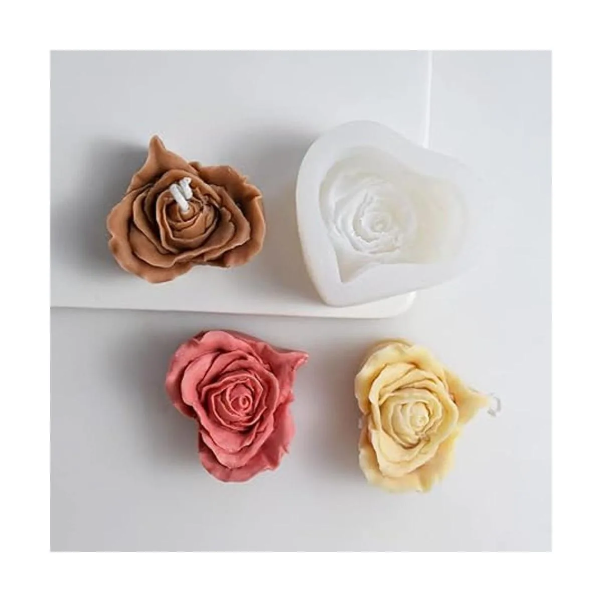Cestony Moldes de silicona para velas de rosas en forma de_5