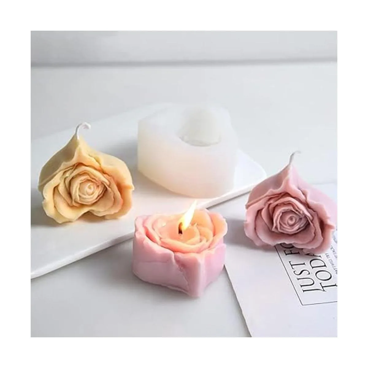Cestony Moldes de silicona para velas de rosas en forma de_4