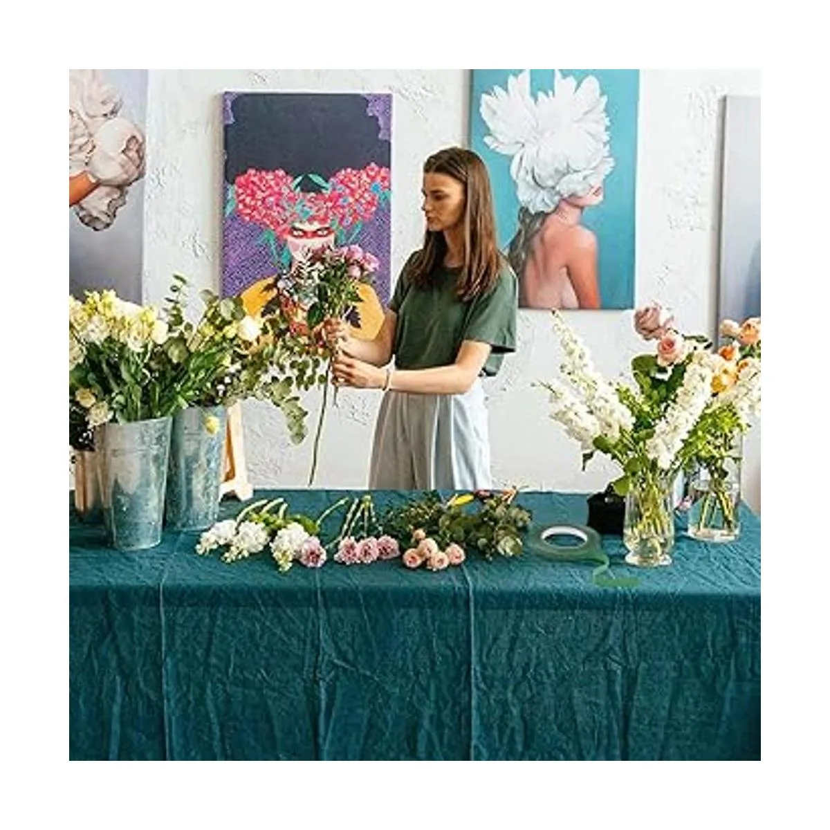 Prudiut 2 rollos de cinta floral verde impermeable cinta_7