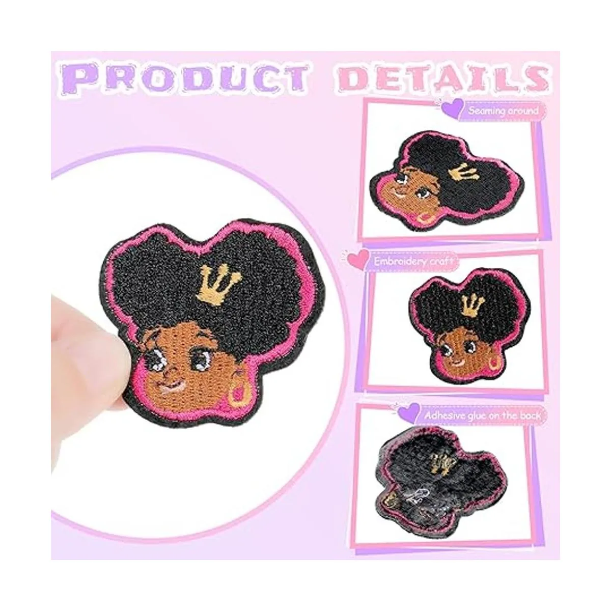 12 parches bordados para niña negra parches para coser_3