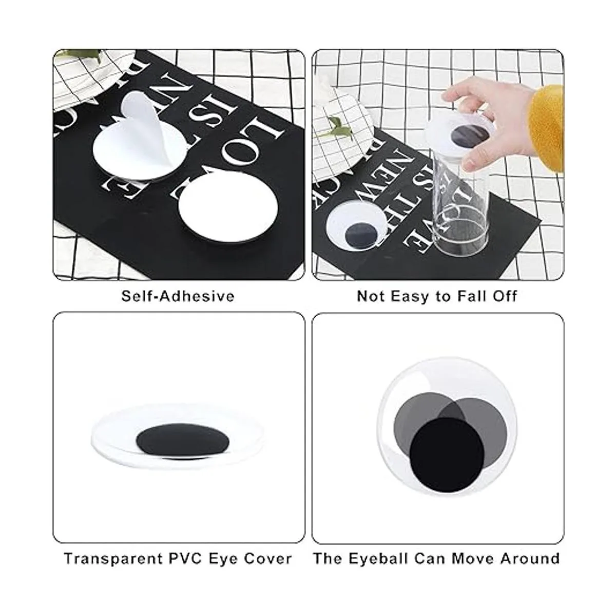 KIMOBER Ojos de 3 pulgadas para manualidades color negro_3