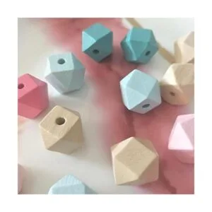 40 cuentas espaciadoras de madera geométricas pintadas de_7