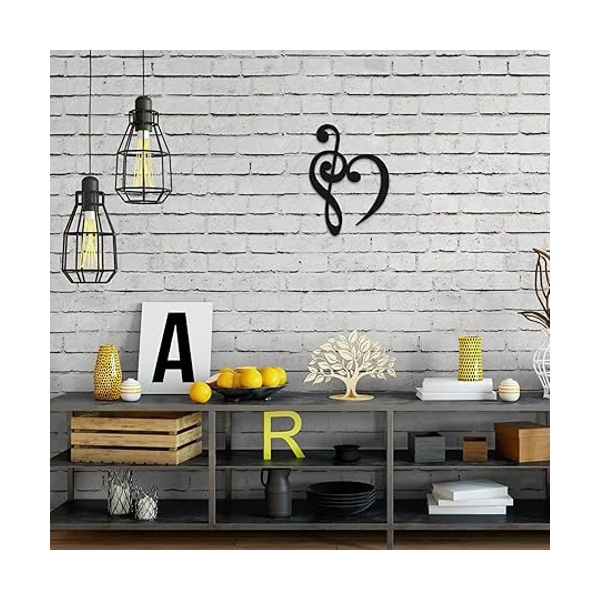 Letrero de madera con forma de corazón y corazón de_5