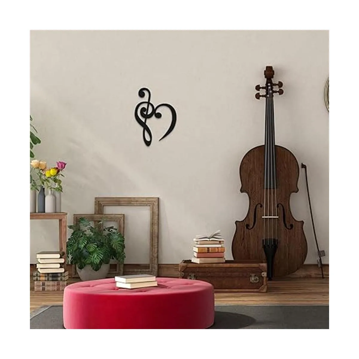 Letrero de madera con forma de corazón y corazón de_7