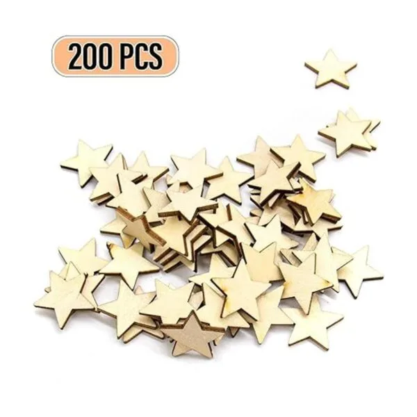 AUEAR 200 piezas de estrellas de madera piezas de forma_6