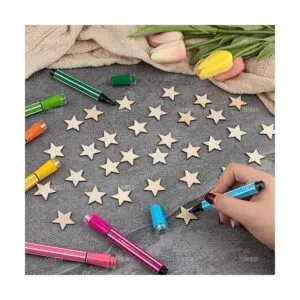AUEAR 200 piezas de estrellas de madera piezas de forma_3