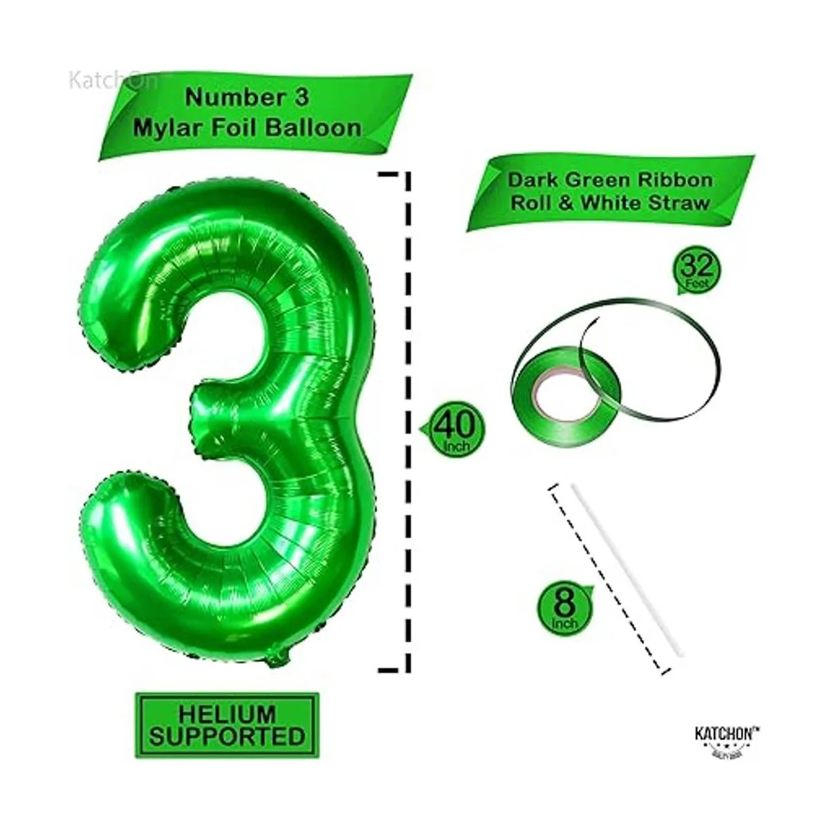 Globo gigante verde oscuro número 3 40 pulgadas Globo_4