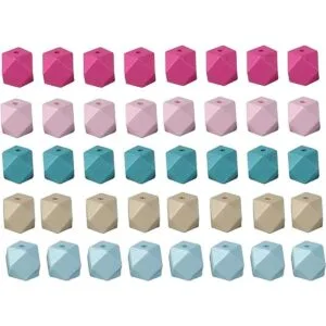 40 cuentas espaciadoras de madera geométricas pintadas de_1