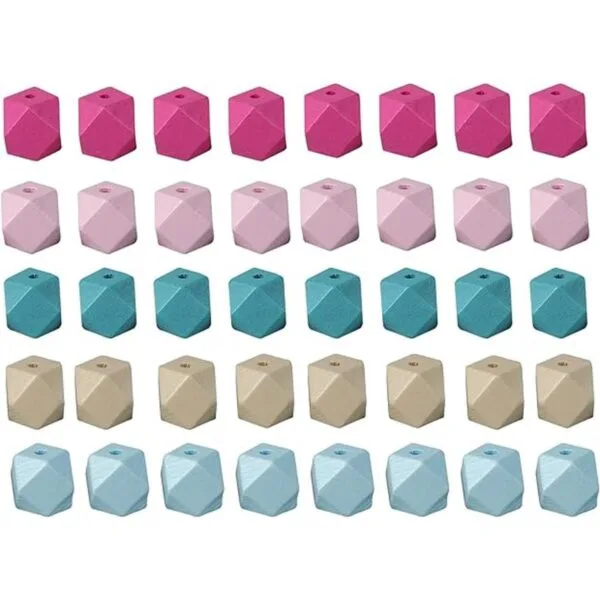 40 cuentas espaciadoras de madera geométricas pintadas de_1