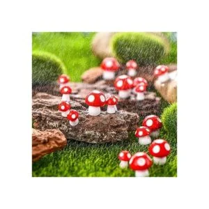 Lindas figuras miniaturas de hongos pequeños adornos de_5