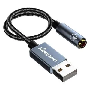 KOOPAO Tarjeta de sonido USB externa adaptador de audio_1