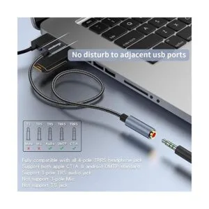 KOOPAO Tarjeta de sonido USB externa adaptador de audio_5