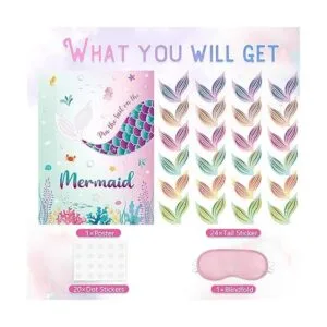 WERNNSAI Pin The Tail on The Mermaid Game Juego de 21 x_3