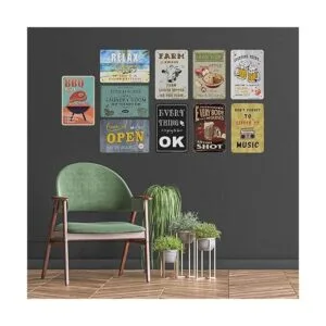 ANJOOY Letreros de metal retro de hojalata Autoservicio_7