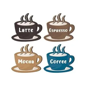 4 piezas de arte de pared de madera para café taza de_1