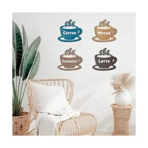 4 piezas de arte de pared de madera para café taza de_4