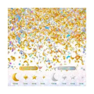 Confeti holográfico de estrella y luna de 60 g 2.1 oz_2