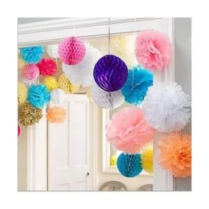 Pompones de papel de seda en forma de flor para_6