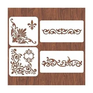 INFUNLY 4 plantillas de esquina para pintar flores borde_1