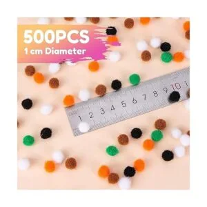 Caydo 500 pompones negros de Halloween de 0.4 in mini_3