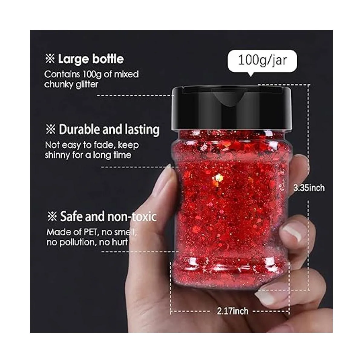 HTVRONT Purpurina holográfica gruesa 3.53 oz3.5 onzas_4