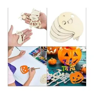 DERAYEE 60 piezas de rebanadas de madera de Halloween_4