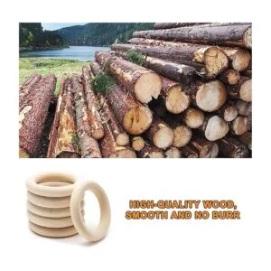 Uenhoy 15 anillos de madera natural de 2.362 in anillos_4
