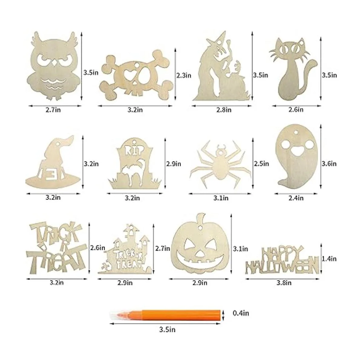 DERAYEE 60 piezas de rebanadas de madera de Halloween_3